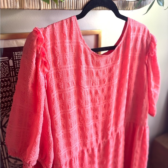 Rewind Dress Pink Ruffled 3/4 Sleeve - Picture 2 of 7